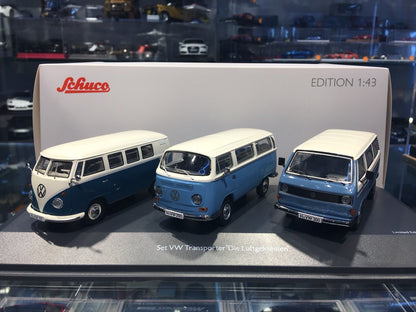 Schuco 1:43 Volkswagen T1 T2 T3 transporter 3 cars set 450374400
