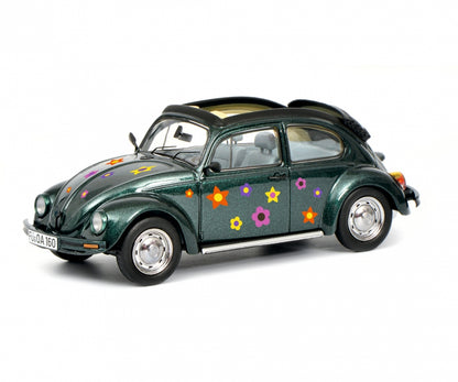 Schuco 1/43 Volkswagen Beetle Open Air Flower Decor green 450389500