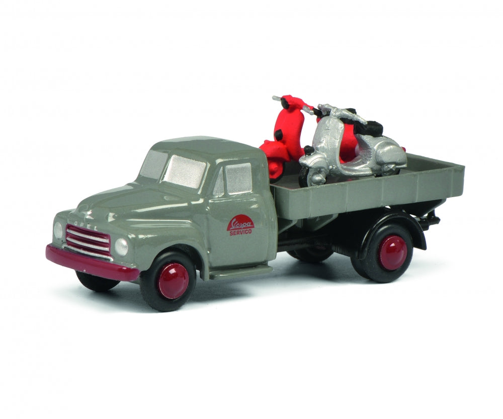 Schuco 1:90 Piccolo Opel Blitz VESPA SERVICO Motorcycle 450586800