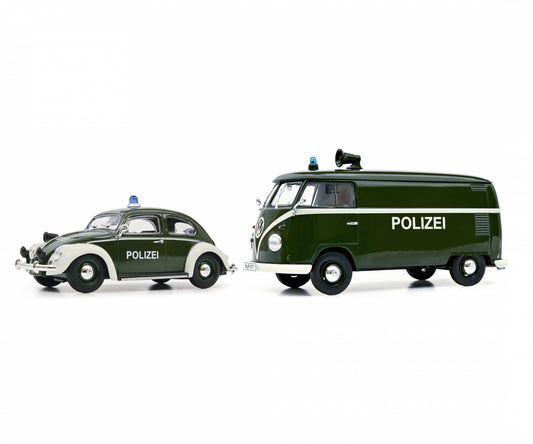 Schuco 1:32 MHI Volkswagen Beetle & T1 Police Vehicles Set 450774400