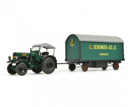 Schuco 1:32 Deutz F3 M417 universal tractor with top and trailer Schenker 450781900