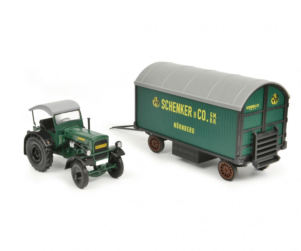 Schuco 1:32 Deutz F3 M417 universal tractor with top and trailer Schenker 450781900
