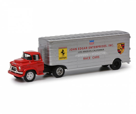 Schuco 1:43 GMC Fruehauf Race-car transporter - John Edgar Enterprises Porsche-Ferrari 450913400