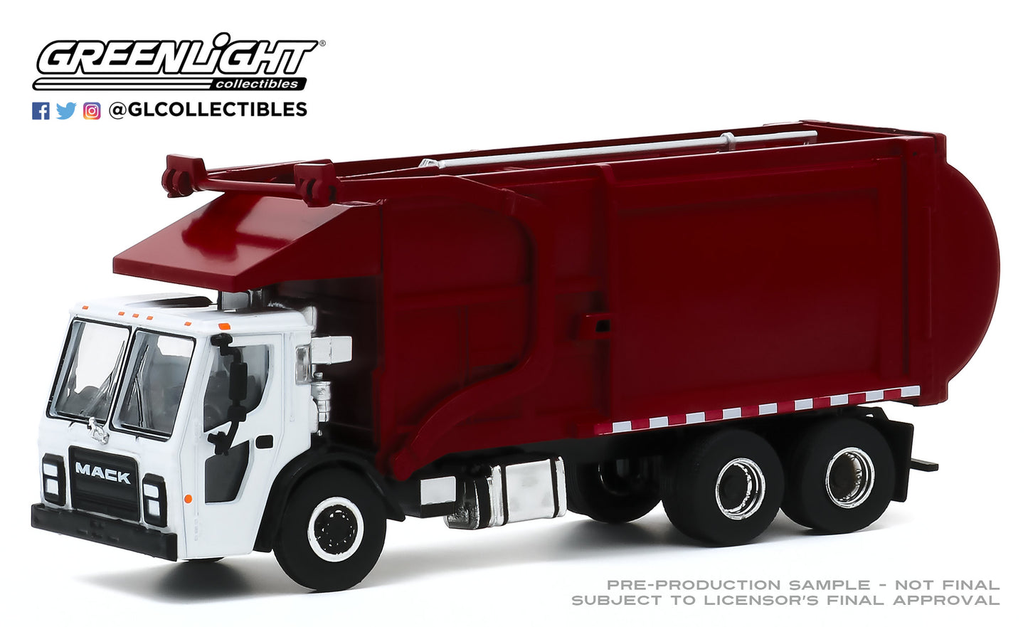 GreenLight 1:64 S.D. Trucks Series 10 - 2019 Mack LR Refuse Truck - White and Red 45100-C