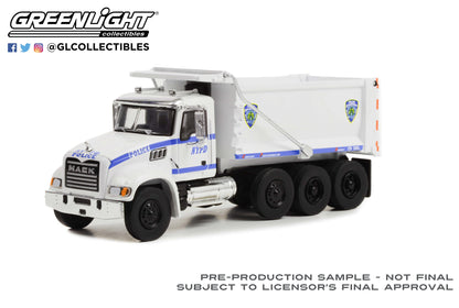 GreenLight 1:64 S.D. Trucks Series 16 - 2019 Mack Granite Dump Truck - New York City Police Dept (NYPD) 45160-B