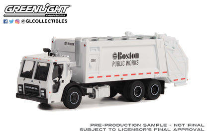 GreenLight 1:64 S.D. Trucks Series 16 - 2020 Mack LR Rear Loader Refuse Truck - Boston Public Works, Boston, Massachusetts 45160-C