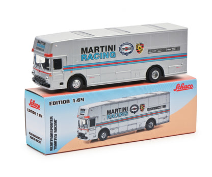 Schuco 1:64 Mercedes-Benz O317 Race Car Transporter Team Porsche Martini Racing 452027400