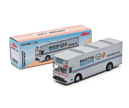 Schuco 1:64 Mercedes-Benz O317 Race Car Transporter Team Porsche Martini Racing 452027400