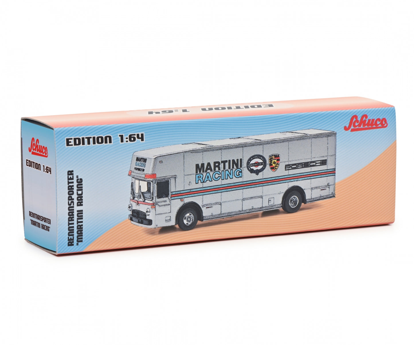 Schuco 1:64 Mercedes-Benz O317 Race Car Transporter Team Porsche Martini Racing 452027400
