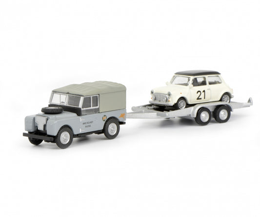 Schuco 1/87 Land Rover I with trailer and Mini #21 452632700
