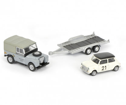 Schuco 1/87 Land Rover I with trailer and Mini #21 452632700
