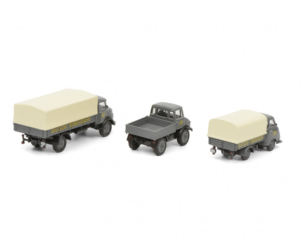 Schuco 1:87 MHI 3er-Set Deutsche Bundesbahn Mercedes-Benz L322 Unimog 406 Hanomag Kurier 452646200