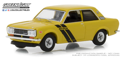 GreenLight 1/64 Tokyo Torque Series 4 - 1972 Datsun 510 Trans-Am Decor Package - Sahari Gold Poly with Black Stripes 47020-C