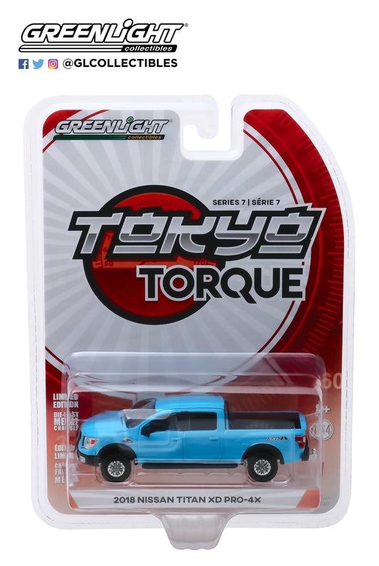 GreenLight 1:64 Tokyo Torque Series 7 - 2018 Nissan Titan XD Pro-4X - Matte Blue 47050-F