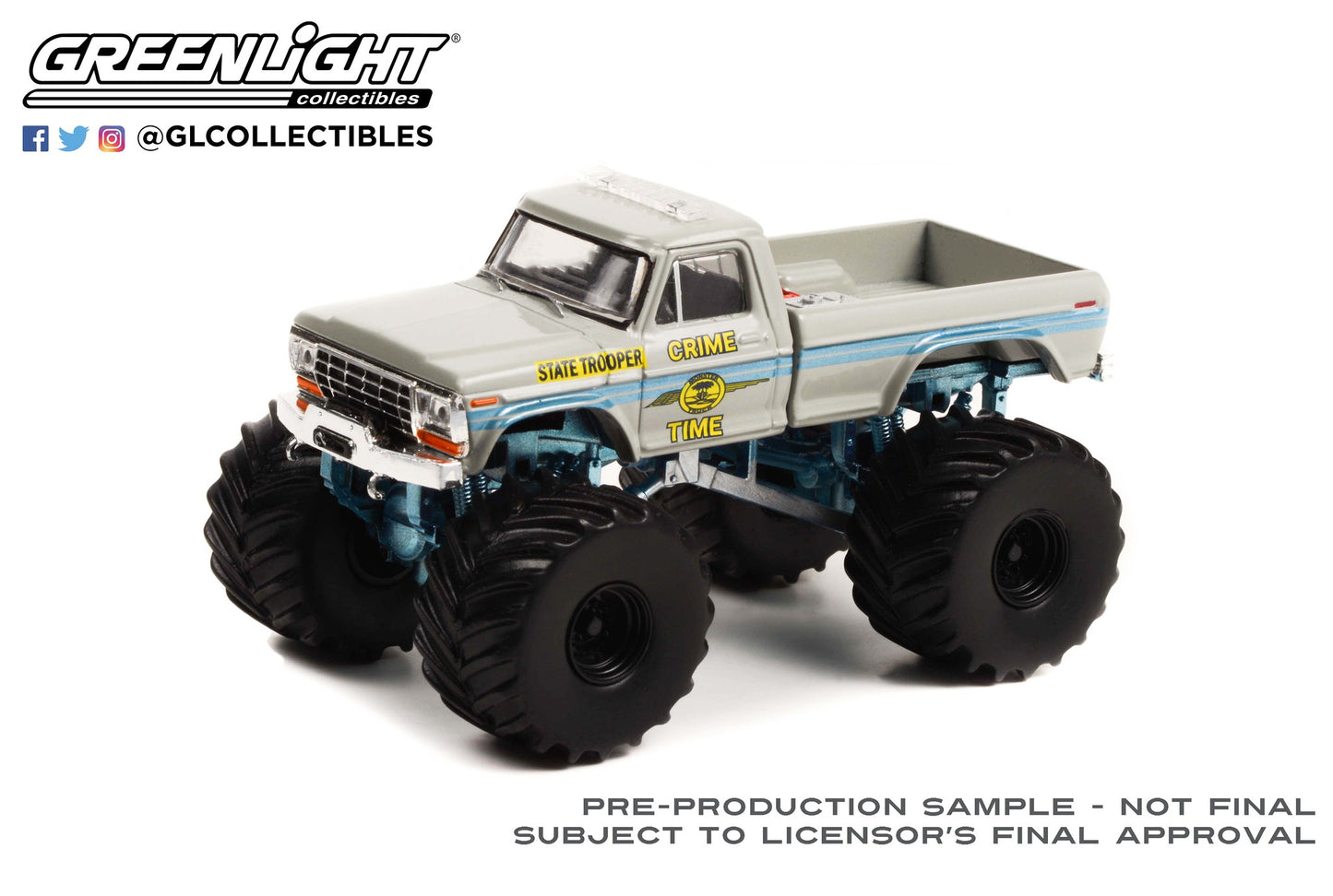 GreenLight 1:64 Kings of Crunch Series 11 - Crime Time State Trooper - 1979 Ford F-250 Monster Truck Solid Pack 49110-C