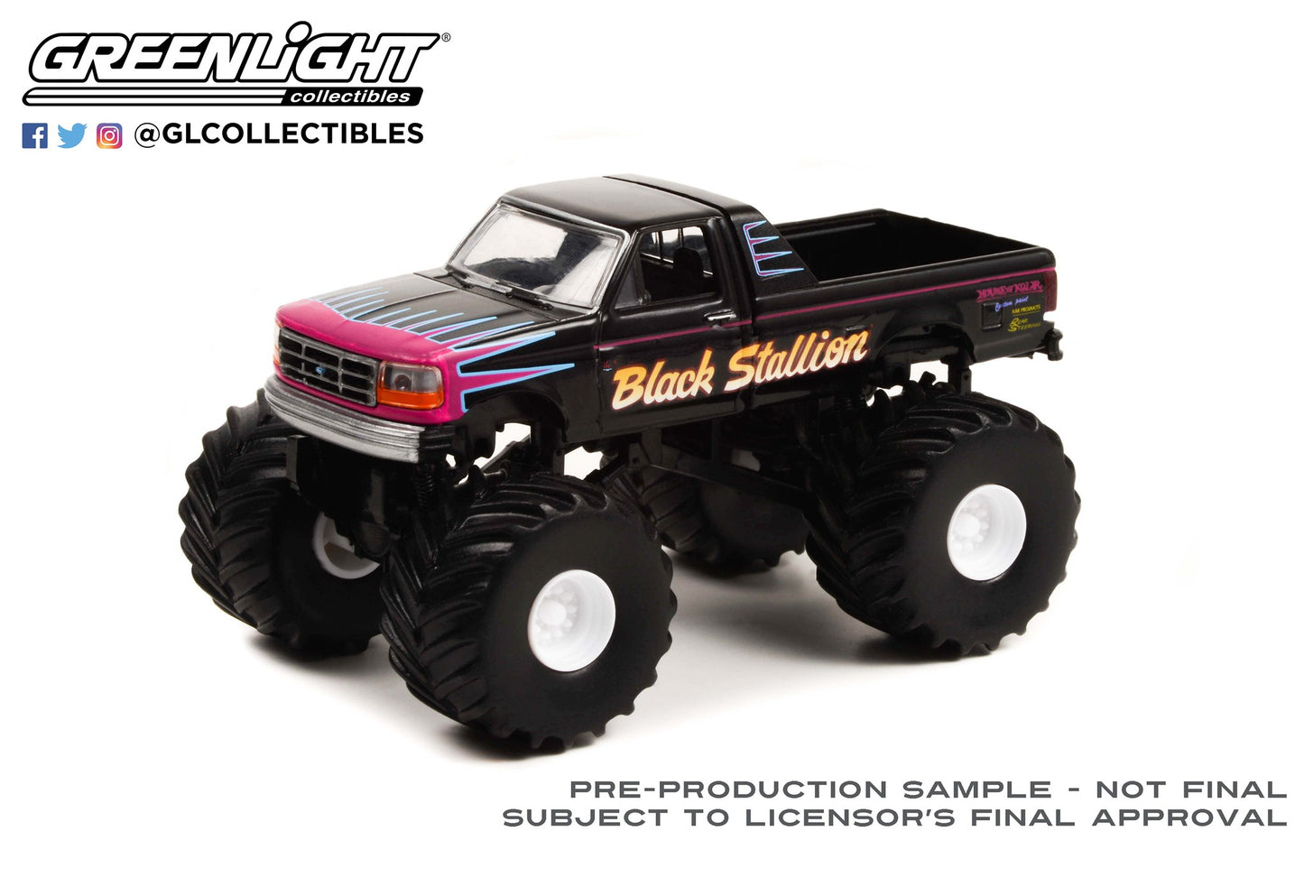 GreenLight 1:64 Kings of Crunch Series 11 - Black Stallion - 1992 Ford F-250 Monster Truck Solid Pack 49110-E