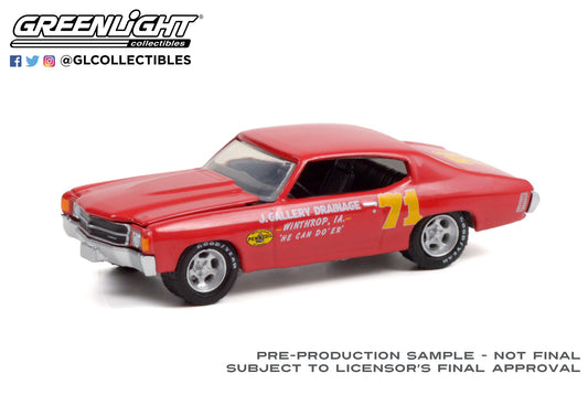 GreenLight 1:64 Doc Mayner s 1972 Chevrolet Chevelle #71 - J. Gallery Drainage Winthrop, IA - Pennzoil 30315