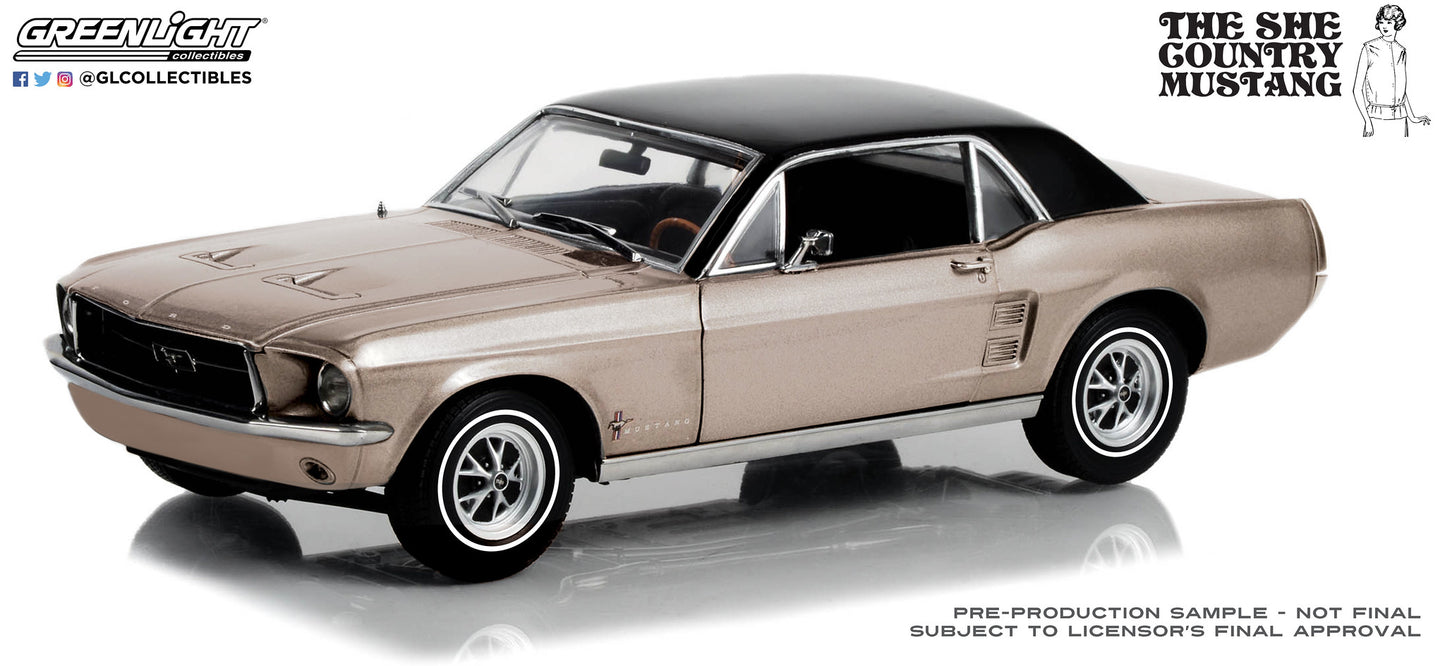 GreenLight 1:18 1967 Ford Mustang Coupe She Country Special - Bill Goodro Ford, Denver, Colorado - Autumn Smoke 13641