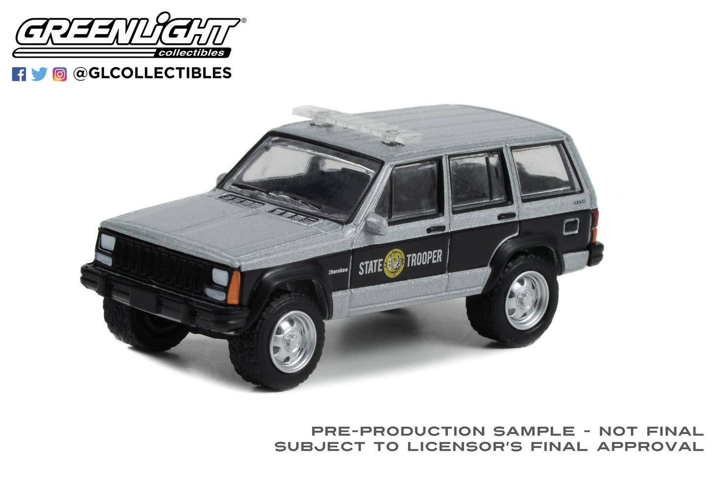 GreenLight 1:64 Hot Pursuit Series 43 - 1995 Jeep Cherokee - North Carolina Highway Patrol State Trooper 43010-D