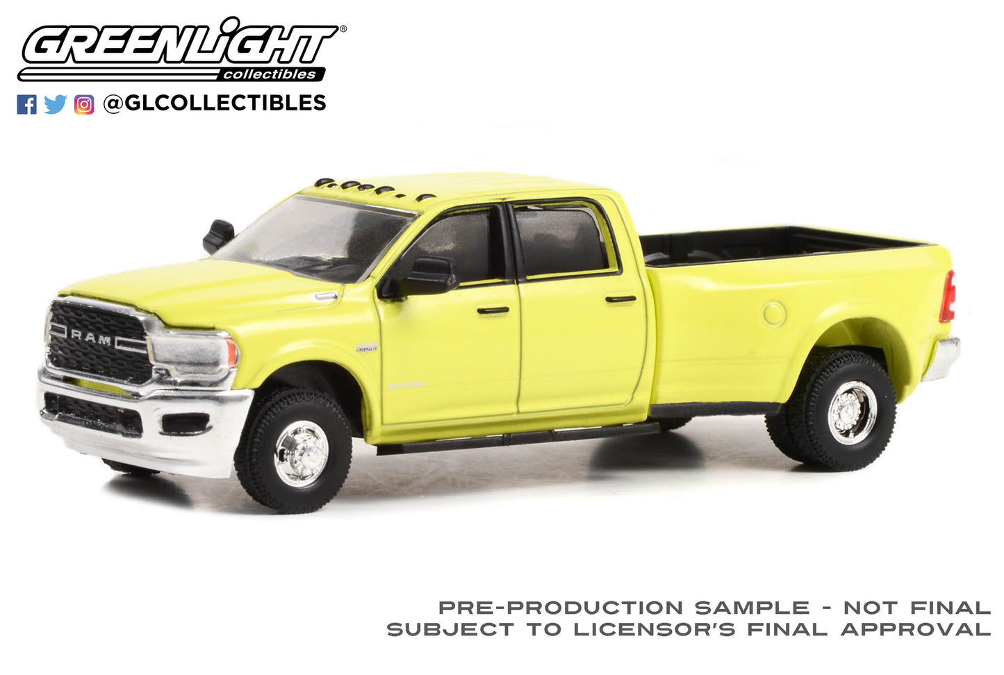 GreenLight 1:64 Dually Drivers Series 11 - 2019 Dodge Ram 3500 Big Horn - National Safety Yellow 46110-E