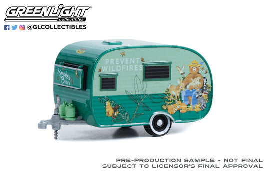 GreenLight 1:64 Hitched Homes Series 13 - 1958 Catolac DeVille Travel Trailer - Smokey Bear “Welcome To Our Den” 34130-A