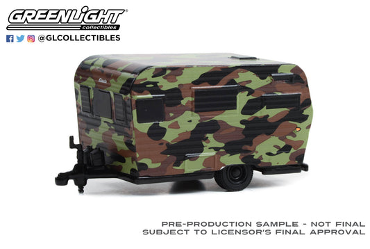 GreenLight 1:64 Hitched Homes Series 13 - 1958 Siesta Travel Trailer - Camouflage 34130-B