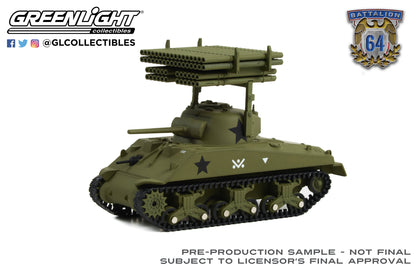 GreenLight 1:64 Battalion 64 - 1945 M4 Sherman Tank - U.S. Army World War II - 40th Tank Battalion, 14th Armored Division with T34 Calliope Rocket Launcher (Hobby Exclusive) 30405
