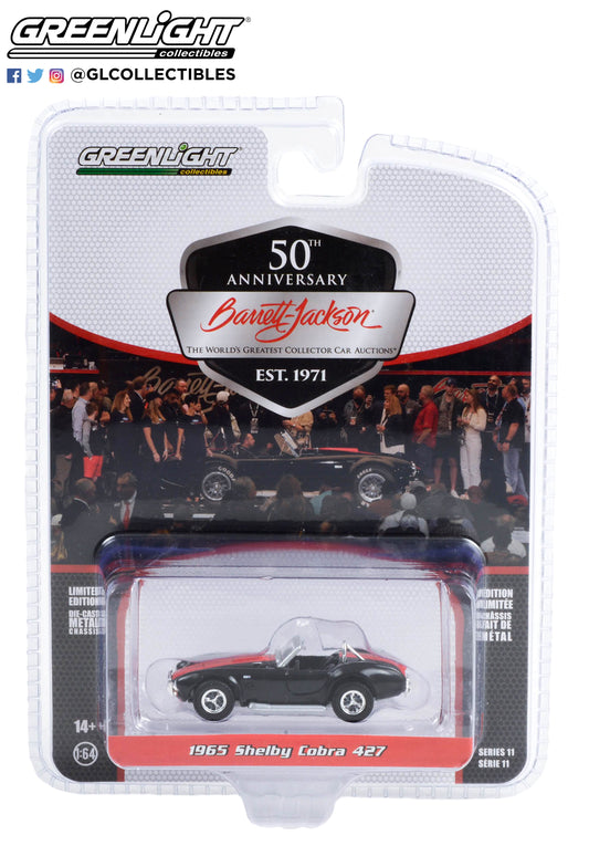 GreenLight 1:64 Barrett-Jackson Scottsdale Edition Series 11 - 1965 Ford Shelby Cobra 427 (Lot #3002) - Black with Red Stripes 37270-A