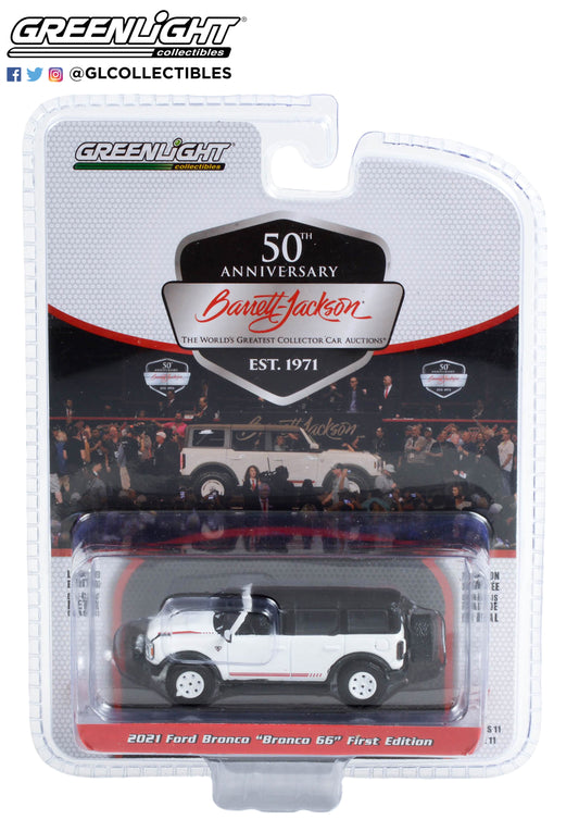 GreenLight 1:64 Barrett-Jackson Scottsdale Edition Series 11 - 2021 Ford Bronco “Bronco 66” First Edition (Lot #3001) - Oxford White with Black Roof 37270-F