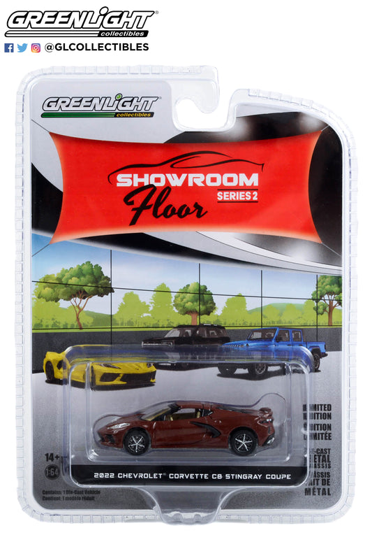 GreenLight 1:64 Showroom Floor Series 2 - 2022 Chevrolet Corvette C8 Stingray Coupe - Caffeine Metallic 68020-B