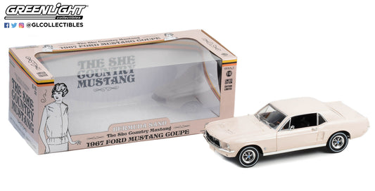 GreenLight 1:18 1967 Ford Mustang Coupe She Country Special - Bill Goodro Ford, Denver, Colorado - Bermuda Sand 13642