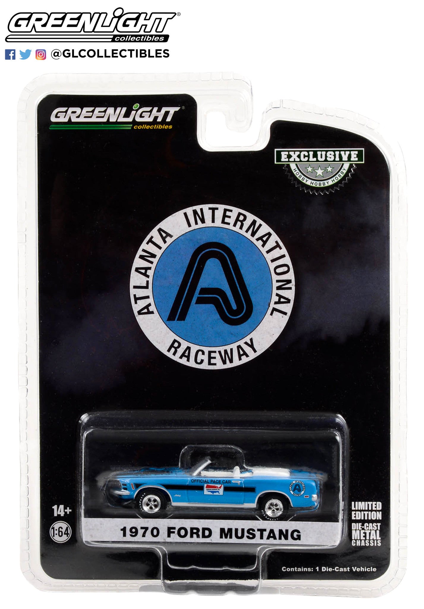 GreenLight 1:64 1970 Ford Mustang Mach 1 428 Cobra Jet Convertible - Atlanta International Raceway Official Pace Car (Hobby Exclusive) 30363
