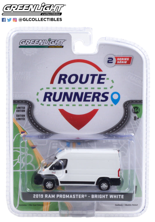 GreenLight 1:64 Route Runners Series 2 - 2019 Dodge Ram ProMaster 2500 Cargo High Roof - Bright White 53020-F