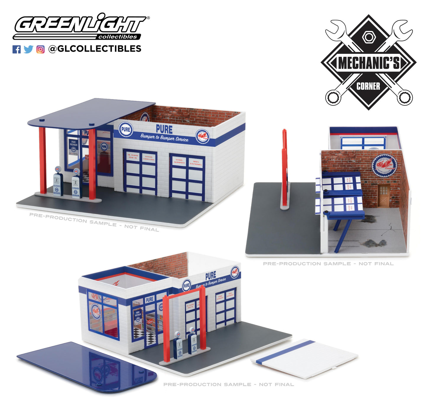 GreenLight 1:64 Mechanic s Corner Series 3 - Vintage Gas Station Pure Oil 57031
