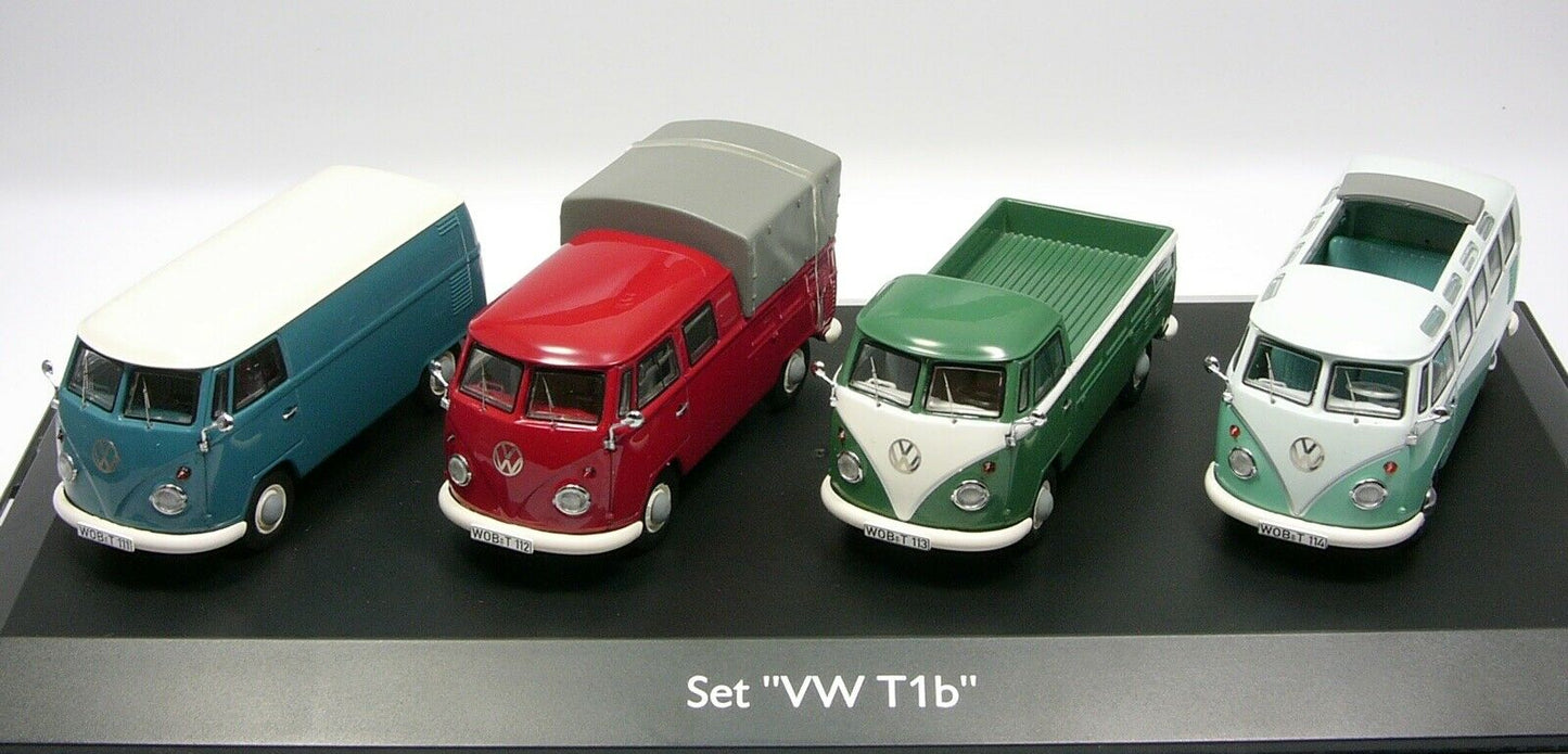 Schuco 1/43 Set Volkswagen T1b Samba box van twin cabin and pick-up 450368900