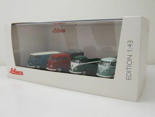 Schuco 1/43 Set Volkswagen T1b Samba box van twin cabin and pick-up 450368900