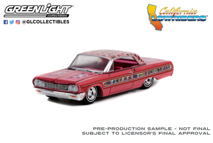 GreenLight 1:64 California Lowriders Series 1 - 1964 Chevrolet Impala Lowrider - Pink with Roses 63010-A