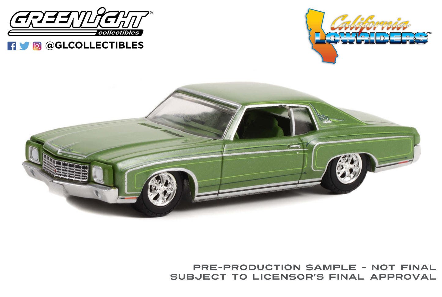 GreenLight 1:64 California Lowriders Series 2 - 1970 Chevrolet Monte Carlo - Green 63030-D