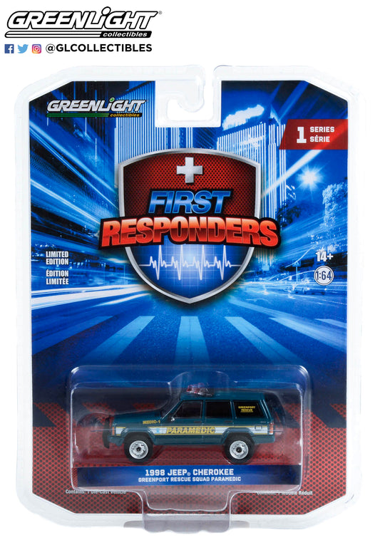 GreenLight 1:64 First Responders Series 1 - 1998 Jeep Cherokee - Greenport Rescue Squad Paramedic - Greenport, New York 67040-B