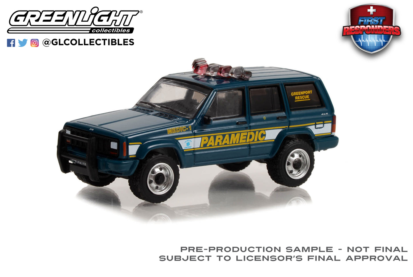 GreenLight 1:64 First Responders Series 1 - 1998 Jeep Cherokee - Greenport Rescue Squad Paramedic - Greenport, New York 67040-B