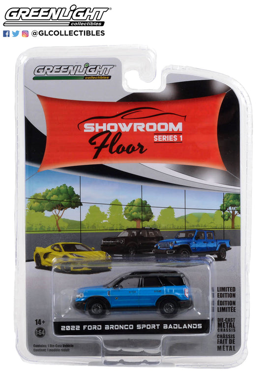 GreenLight 1:64 Showroom Floor Series 1 - 2022 Ford Bronco Sport Badlands - Velocity Blue Metallic 68010-C