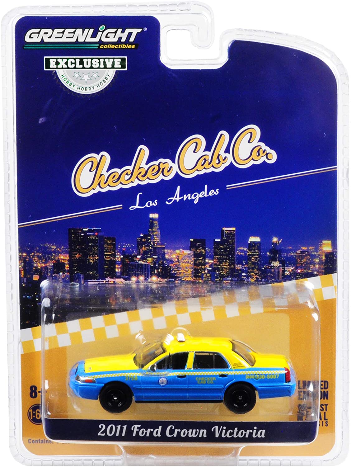 GreenLight 1/64 2011 Ford Crown Victoria Checker Cab Co. Taxi City of Los Angeles, California 30055