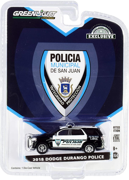 GreenLight 1:64 Hot Pursuit - 2018 Dodge Durango Policia - Municipal de San Juan, Puerto Rico 30197