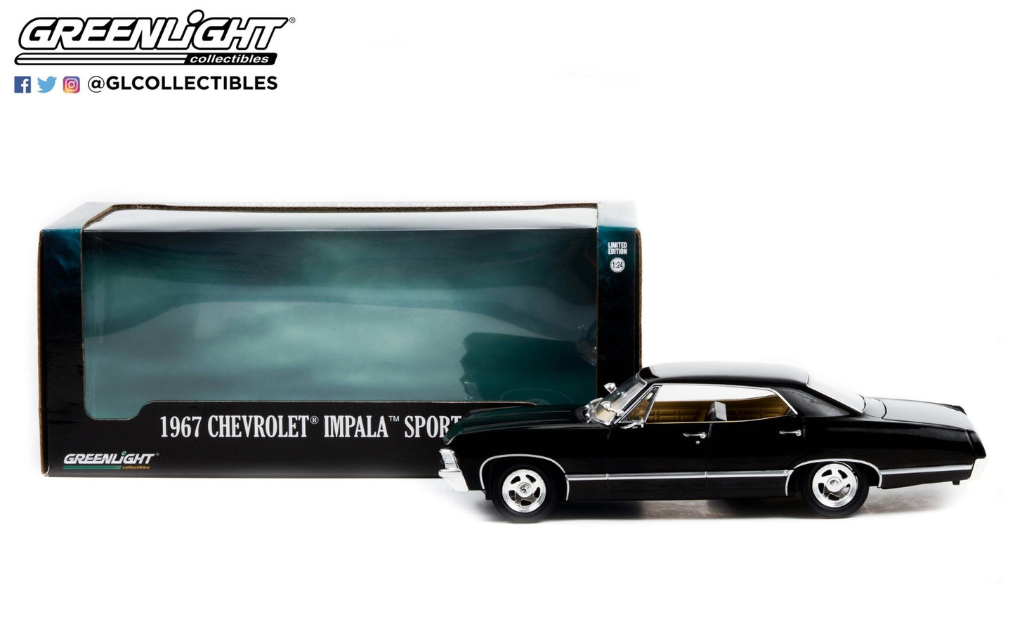 GreenLight 1:24 1967 Chevrolet Impala Sport Sedan - Tuxedo Black 84035