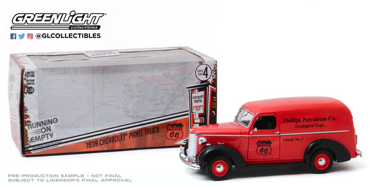 GreenLight 1:24 Running on Empty - 1939 Chevrolet Panel Truck - Phillips 66 Phillips Petroleum Co. Geological Dept 85051