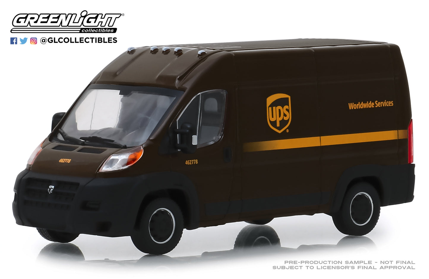 GreenLight 1:43 2018 Dodge Ram ProMaster 2500 Cargo High Roof - United Parcel Service (UPS) Worldwide Services 86156
