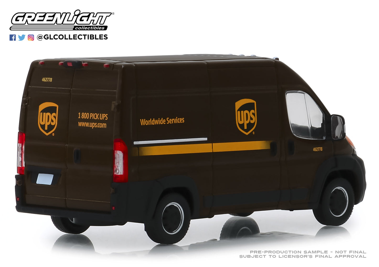 GreenLight 1:43 2018 Dodge Ram ProMaster 2500 Cargo High Roof - United Parcel Service (UPS) Worldwide Services 86156