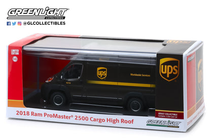 GreenLight 1:43 2018 Dodge Ram ProMaster 2500 Cargo High Roof - United Parcel Service (UPS) Worldwide Services 86156