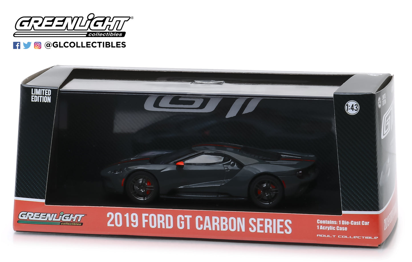 GreenLight 1/43 2019 Ford GT - 2019 GT Carbon Series - Orange Accent Color Package 86160