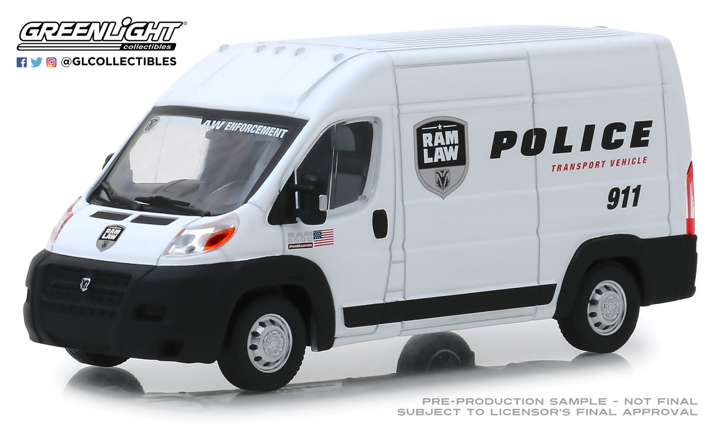 GreenLight 1:43 2018 Dodge Ram ProMaster 2500 Cargo High Roof - Ram Law Enforcement Police Transport Vehicle 86168